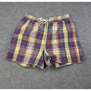 Polo Ralph Lauren Swim Trunks Mens Medium Plaid Check Retro Shorts Outdoor 90s